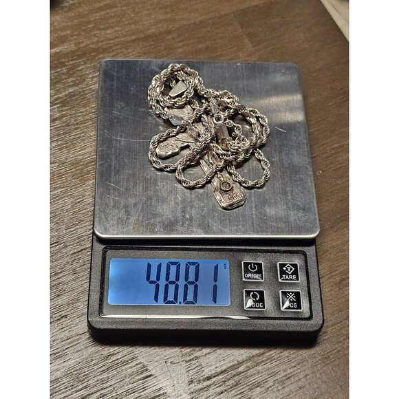 925 Sterling Silver 27" Cross Pendant Necklace - 48.81g - Picture 2 of 2